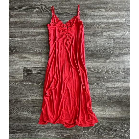 Eberjey Red Lace Trim Nightgown - Picture 7 of 12
